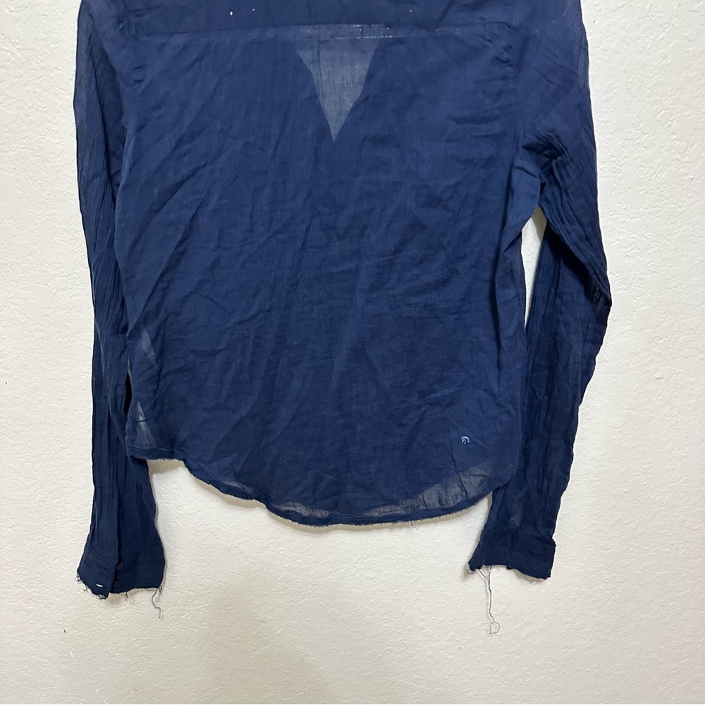 New Free People navy blue Drew Tuxedo Shirt size XS - Picture 8 of 9